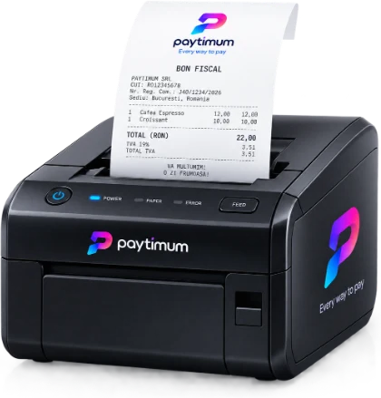 A Paytimum fiscal printer printing a receipt
