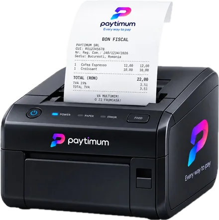 A Paytimum fiscal printer printing a receipt