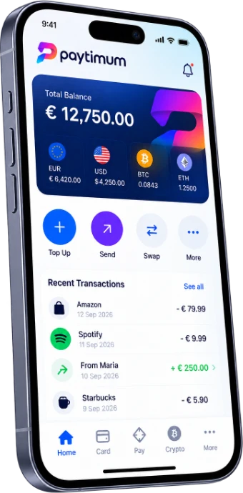 The Paytimum Wallet app on a phone